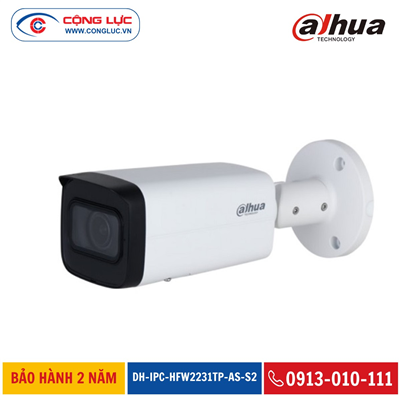Camera IP Dahua 2MP DH-IPC-HFW2231TP-AS-S2 Hồng Ngoại 80 Mét